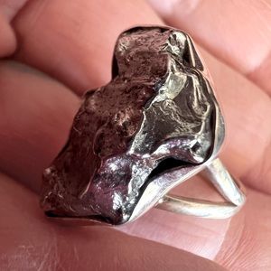 Meteorite and Sterling Ring Size 9